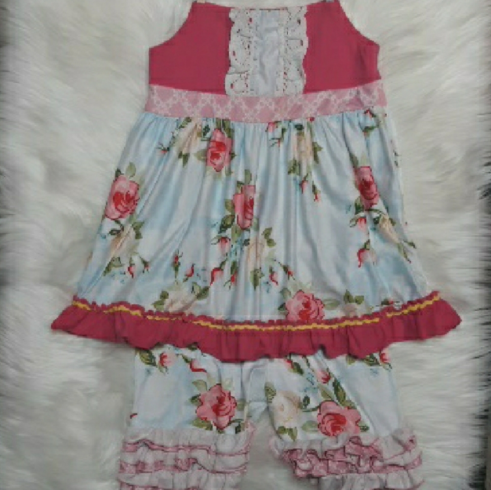 Floral Pink and White Kids Bottoms